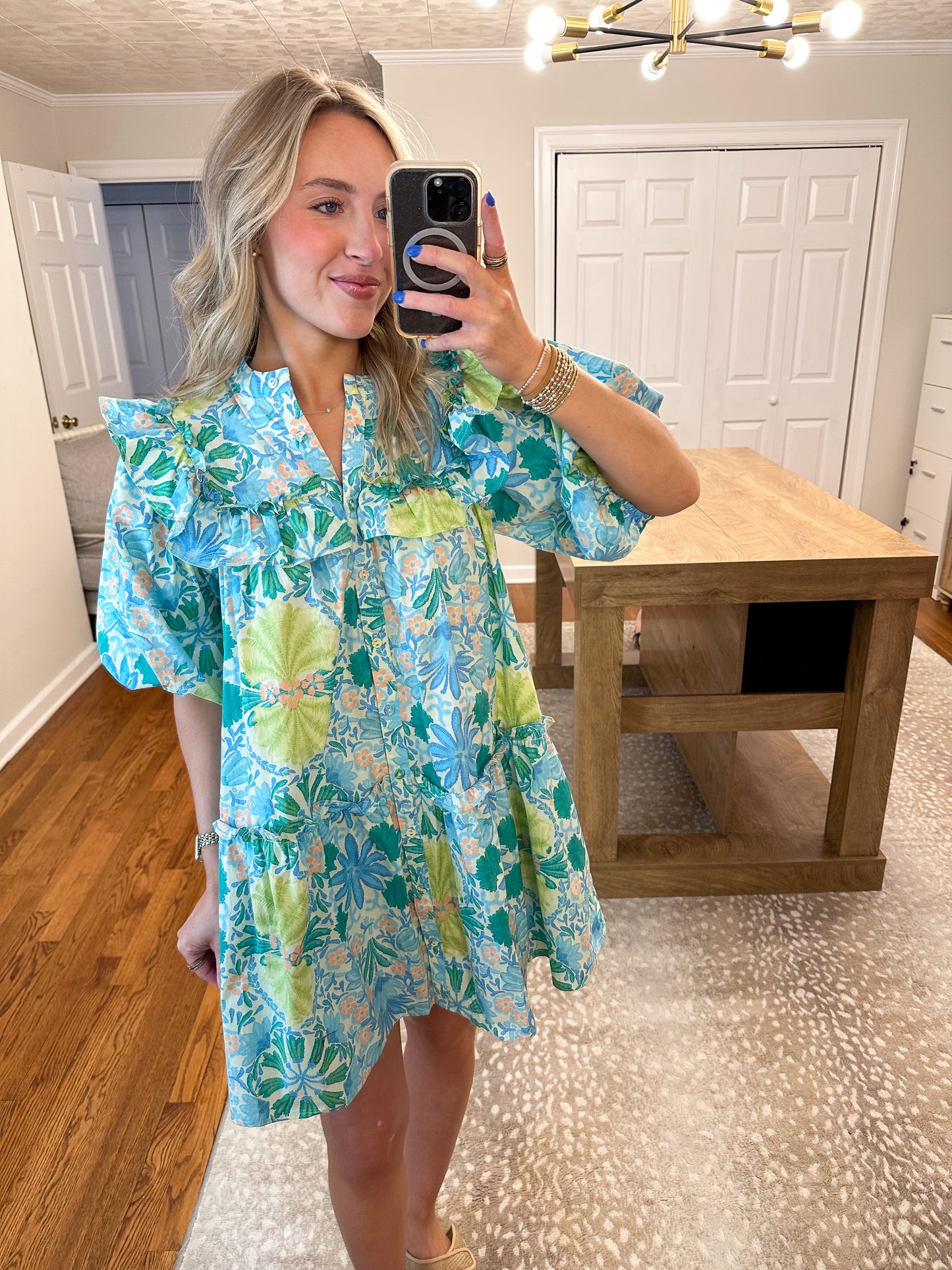 Lilah Floral Ruffle Shoulder Dress