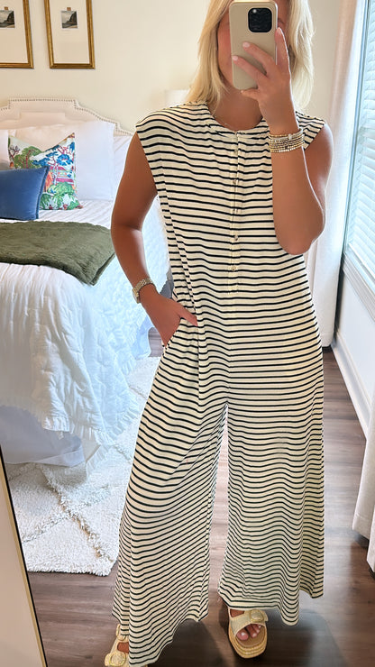 Black Stripe Jumpsuit