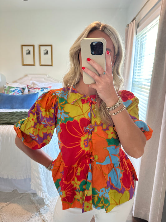 Keri Top- Multi Floral