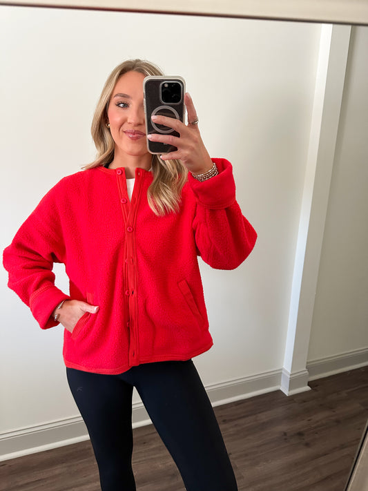 Troy Sherpa Jacket- Red