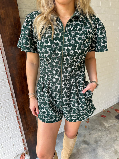 Twill Romper- Green