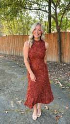 Cori Midi Dress- Rust