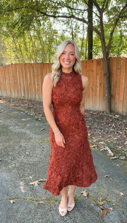 Cori Midi Dress- Rust