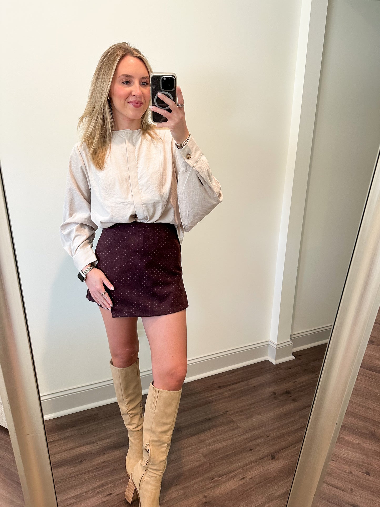 Beckett Suede Top- Bone