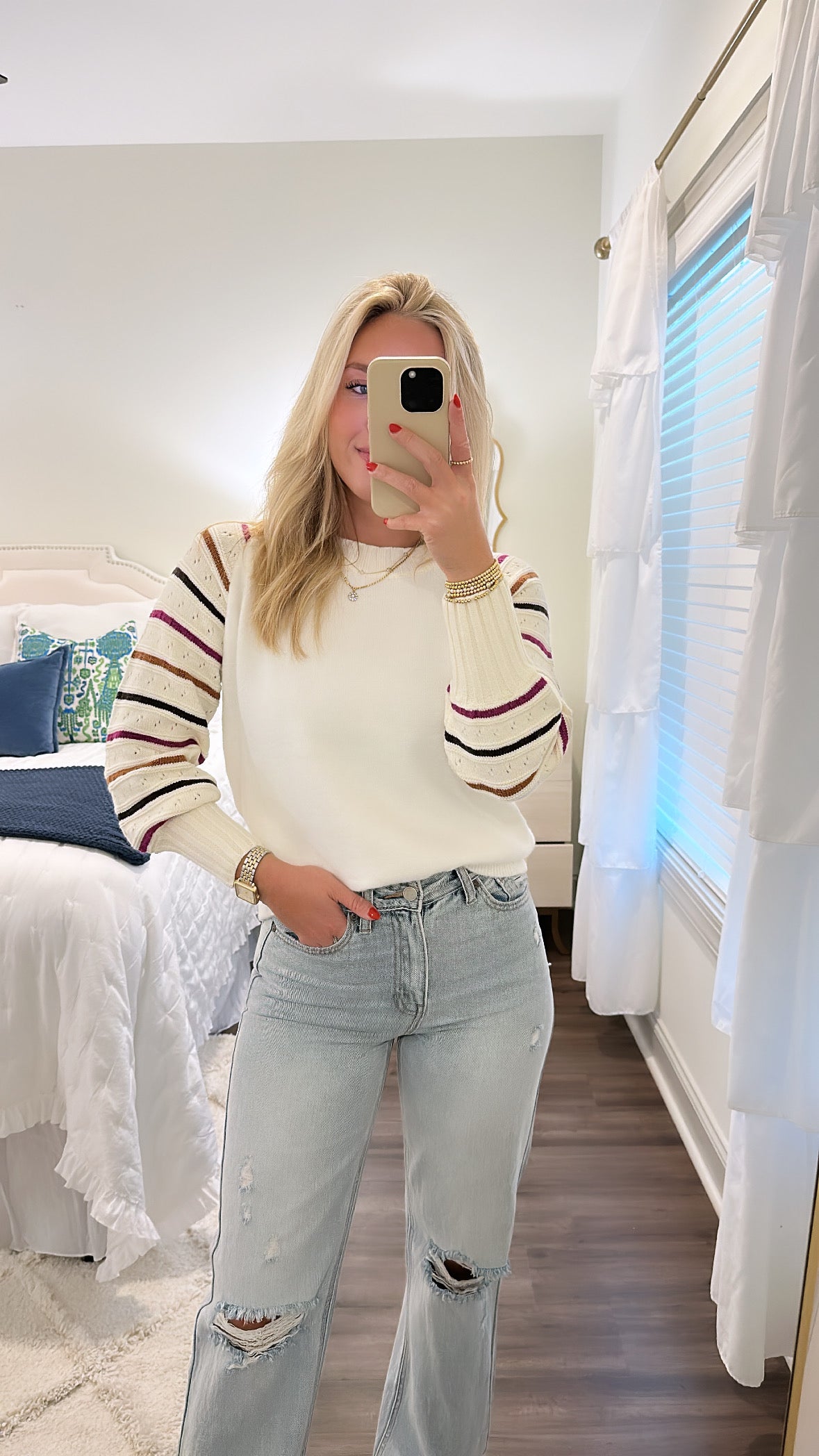 Striped Sleeve Sweater