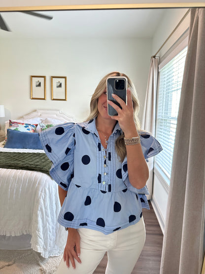 Polka Dot Top- Blue
