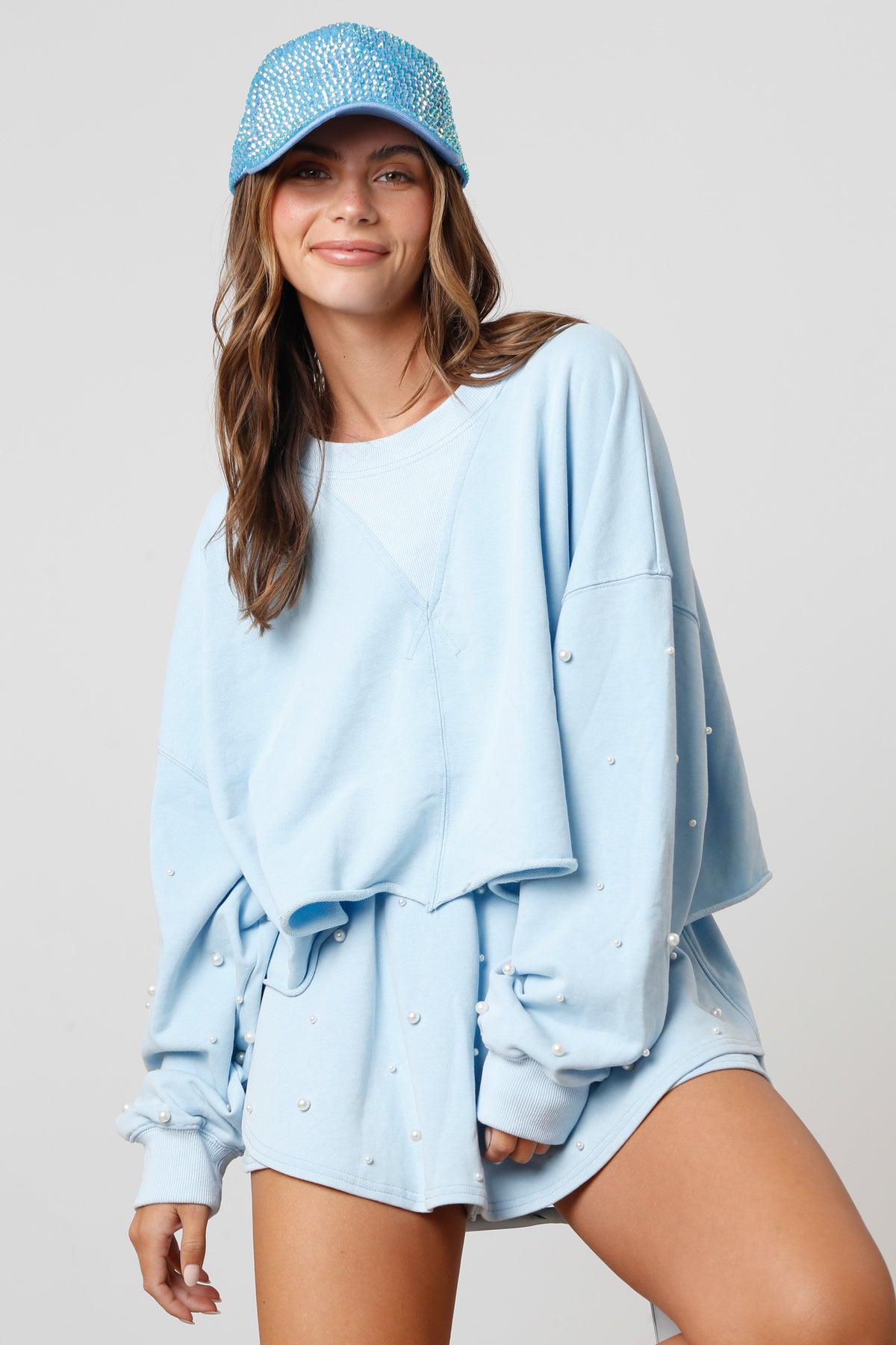 Pearl Embellished Set- Blue