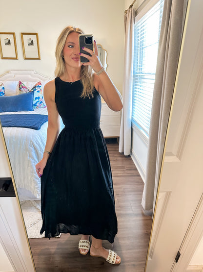 Mixed Media Dress- Black