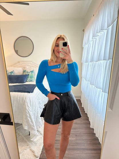 Riley Shorts- Black Leather
