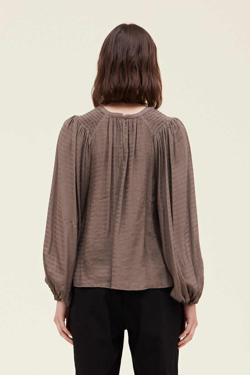 Pleated Sleeve Top– Umber