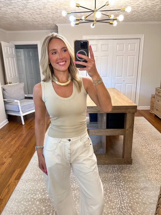 Kelsey Tank Top- Beige