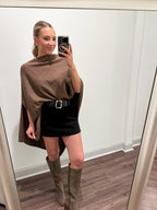 Asymmetrical Poncho Top- Brown
