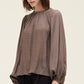 Pleated Sleeve Top– Umber