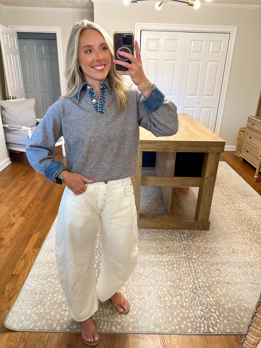 Sofia Collared Sweater- Grey
