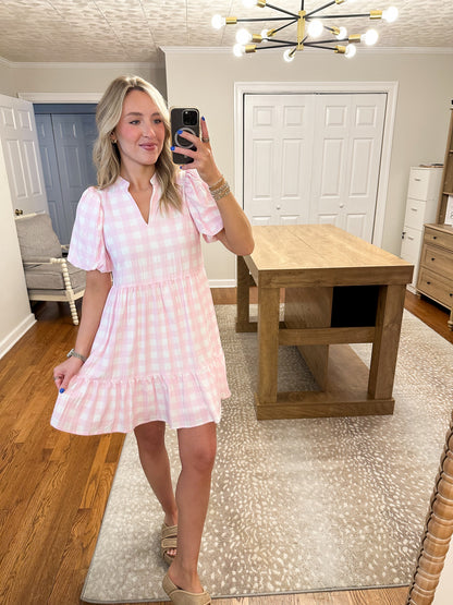 Baby Pink Gingham Dress