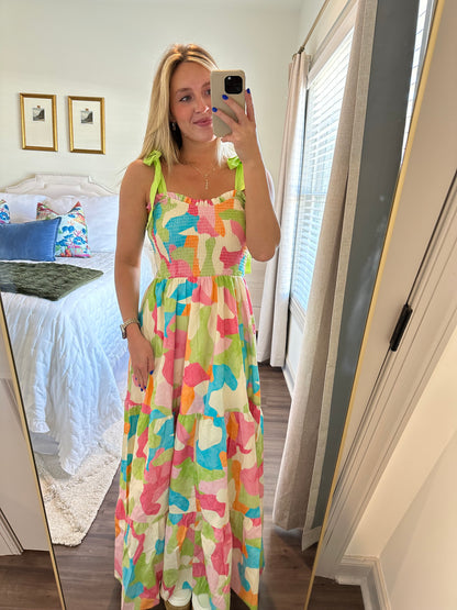 Aiden Dress- Green/Pink