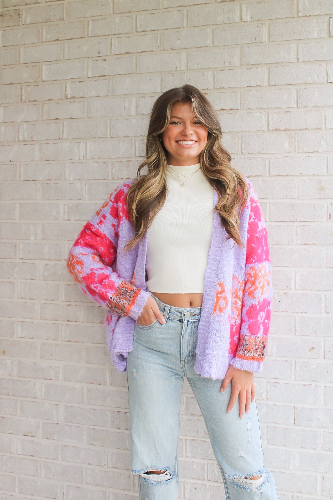 Oversized Floral Cardigan