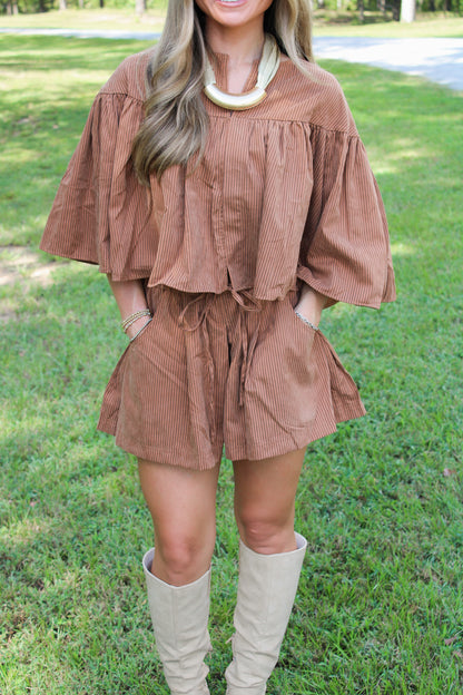 Scottie Cape Top Set- Camel