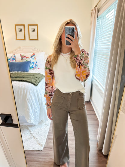 Washed Brown Denim Pants