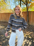 Maggie Sriped Cardigan- Brown