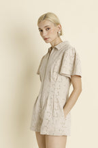 Twill Romper- Eggshell