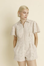 Twill Romper- Eggshell