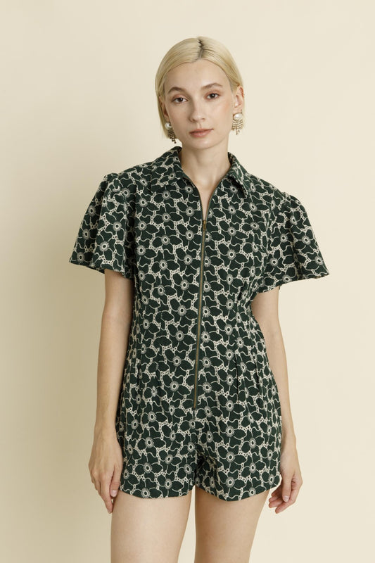 Twill Romper- Green