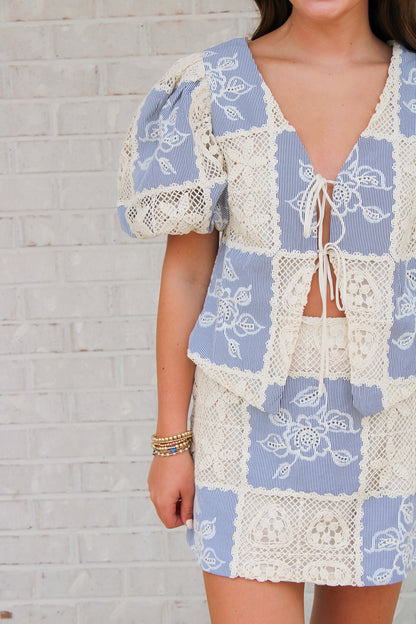 Carmine Crochet Set- Blue