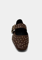 Avril Brown Studded Flat