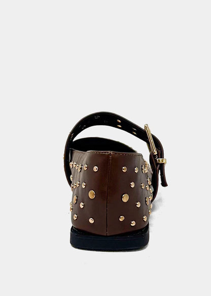 Avril Brown Studded Flat
