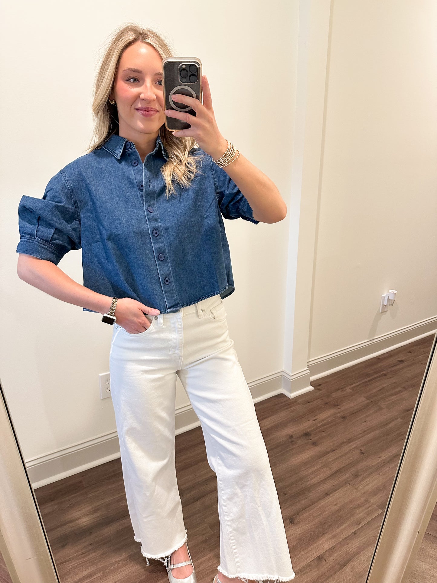 Leanna Cropped Denim Shirt