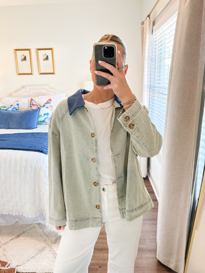 Blue Stripe Collar Barn Jacket