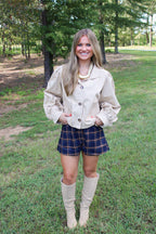 Rowan Plaid Shorts- Navy