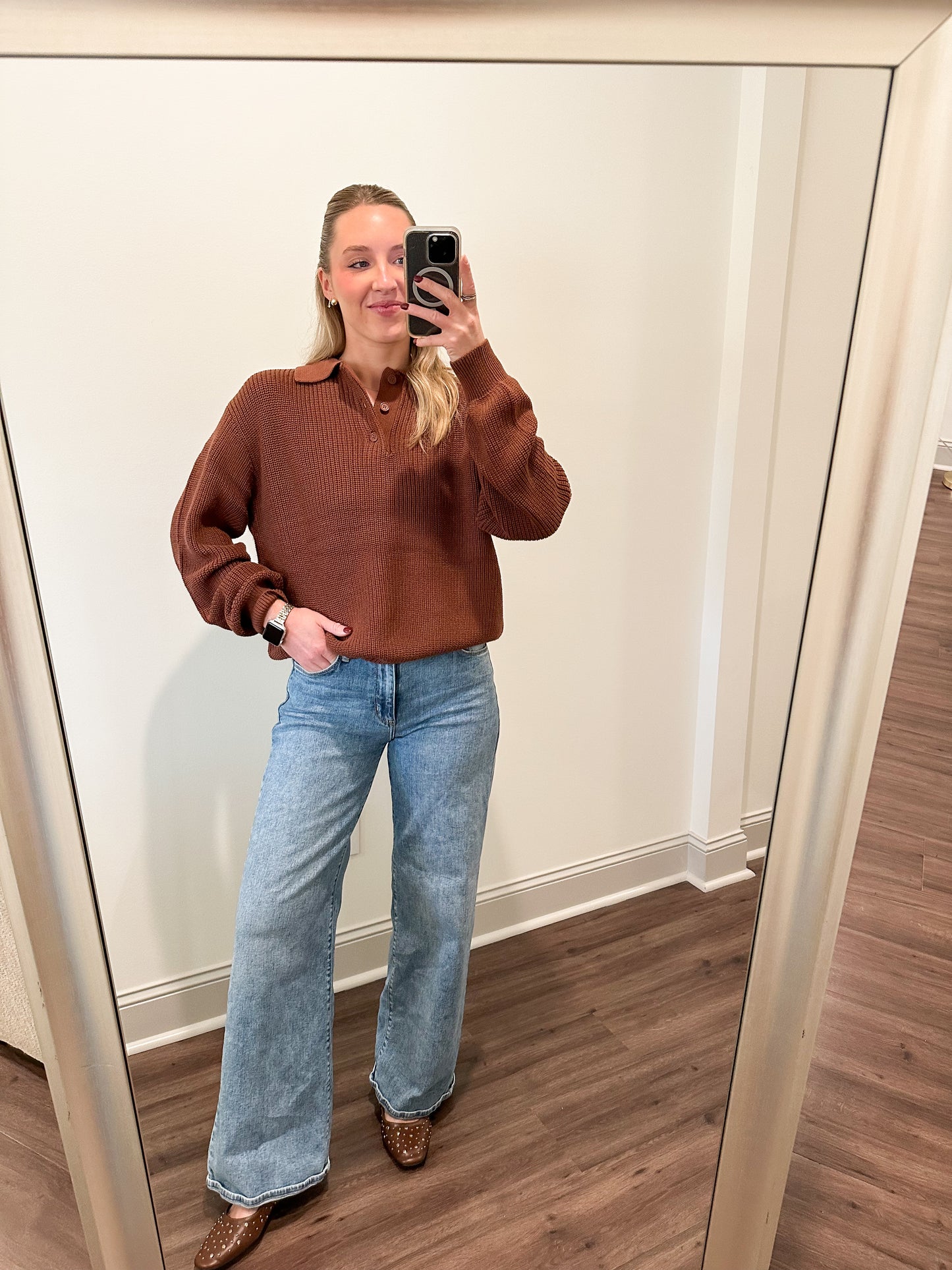 Oversized Collar Sweater- Chestnut