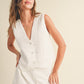 Linen Tuxedo Vest Set- White