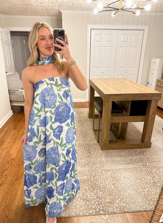 Mia Floral Maxi- Blue