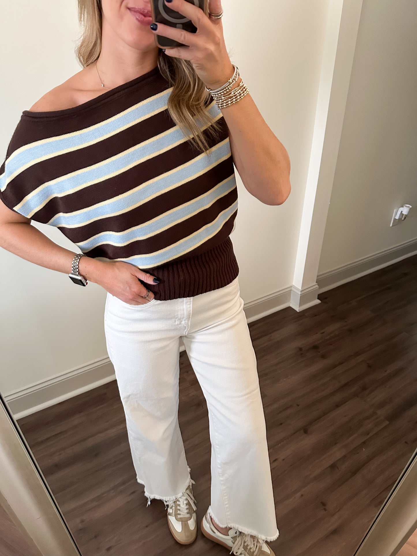 Bentley Stripe Top- Brown/Blue