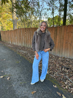 Maya Faux Fur Zip-Up Vest- Brown