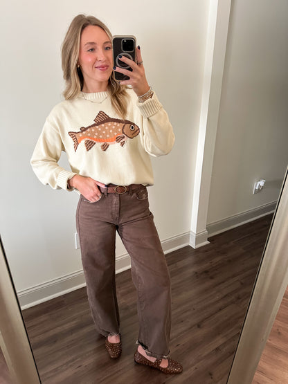 Andie Fish Sweater- Cream