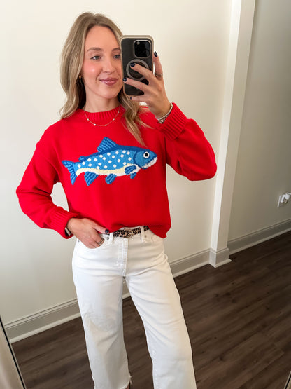 Andie Fish Sweater- Red