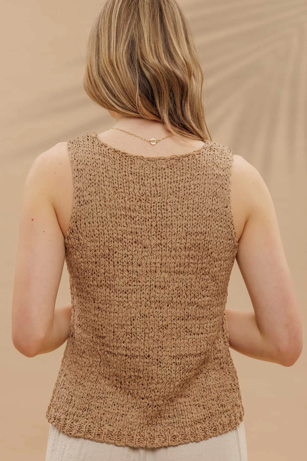 Alexa Crochet Tank- Sand