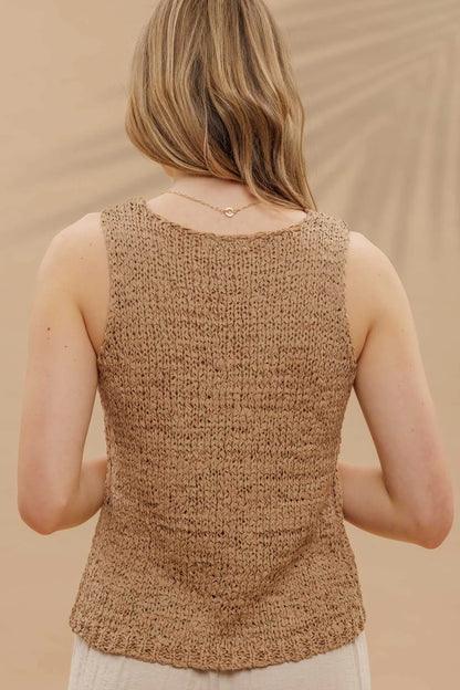 Alexa Crochet Tank- Sand