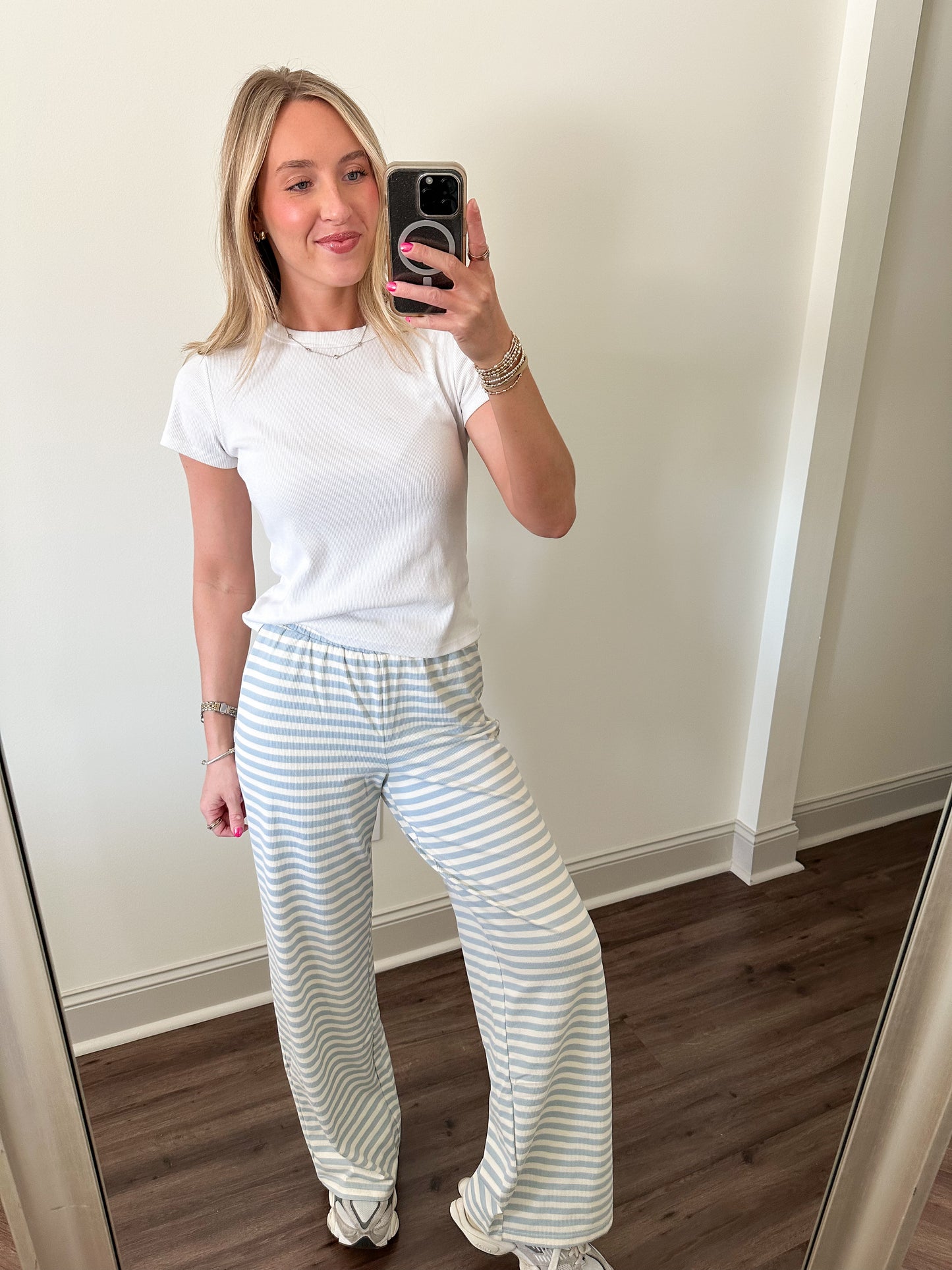 Easy Days Stripe Pants- Light Blue