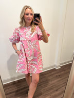 The Palm Mini Dress- Pink