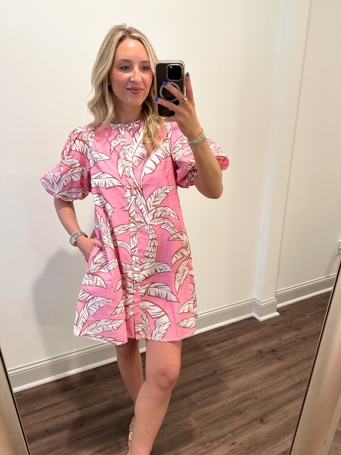 The Palm Mini Dress- Pink