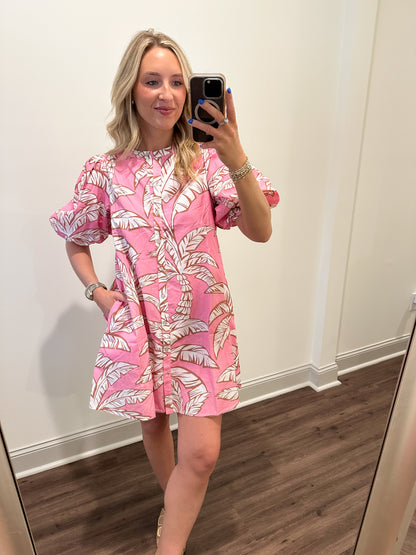 The Palm Mini Dress- Pink