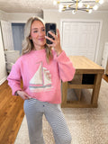 Sailboat Knit Sweater- French Pink