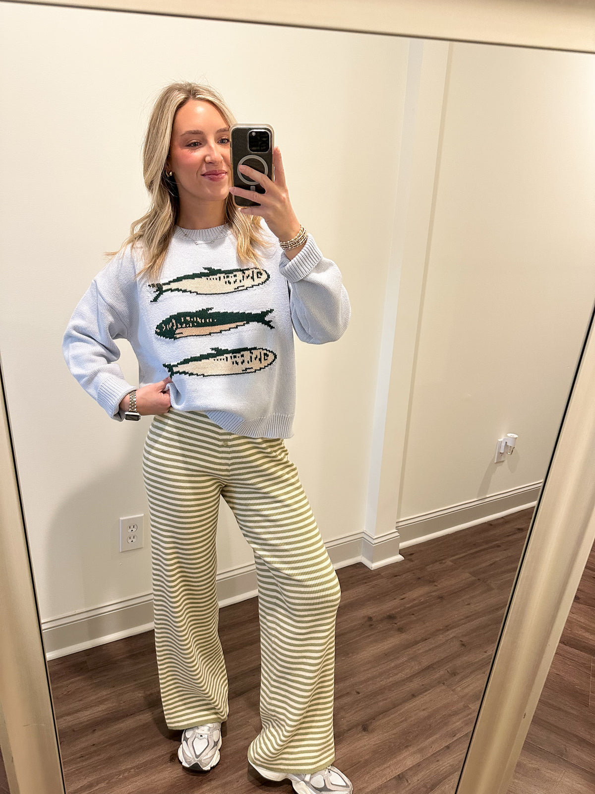 Bailey Striped Wide Leg Pants- Sage