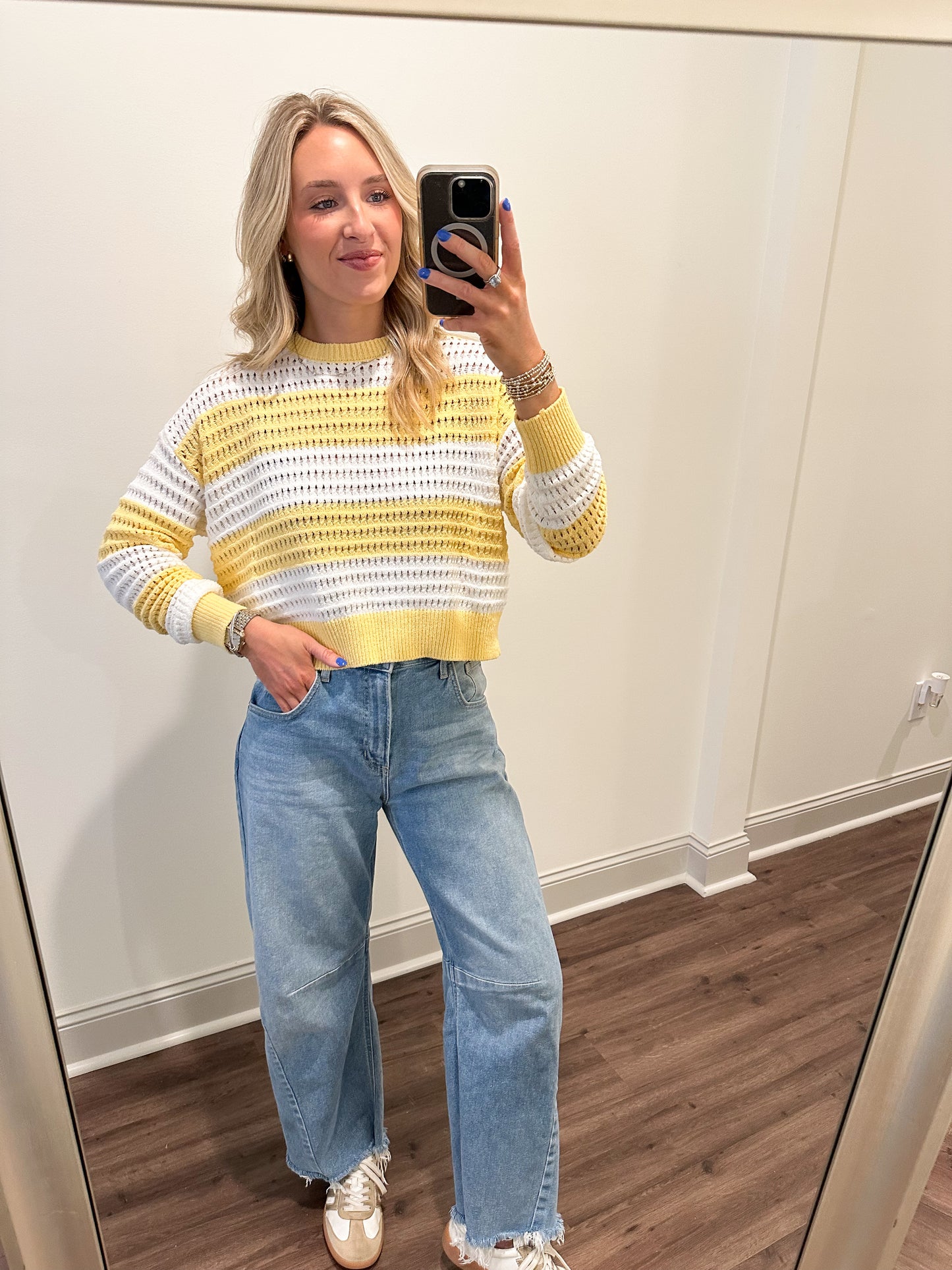 Sadie Mesh Stripe Knit Sweater