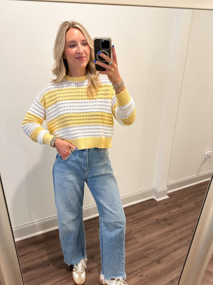 Sadie Mesh Stripe Knit Sweater